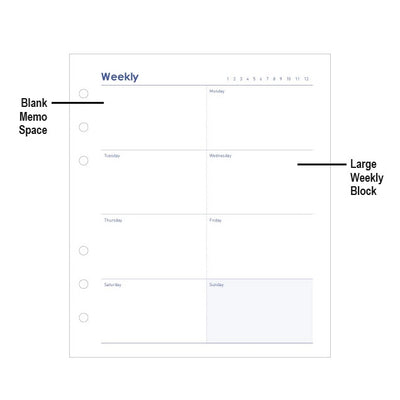 Jam Studio A6 Wide Planner Refill - 04 Weekly Navy