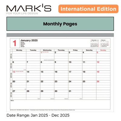 [International Edition] Mark's 2025 Notebook Calendar - Small (B6 Variant)