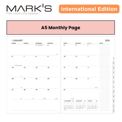 [International Edition] [Int'l] Mark's 2025 A5 Weekly Vertical Planner Refill