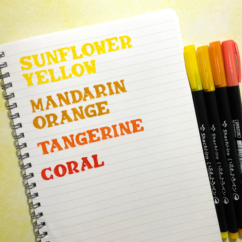 Shachihata Iromoyo Water-Based Colour Brush Pens - Yellow & Orange Series