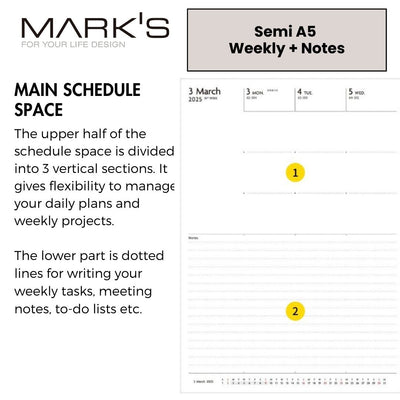 Mark's 2025 EDiT Semi A5 Weekly + Notes Planner - Nuance Colour