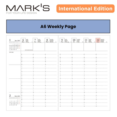 [International Edition] Mark's 2025 A6 Weekly Vertical Planner Refill