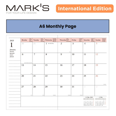 [International Edition] Mark's 2025 A6 Weekly Vertical Planner Refill