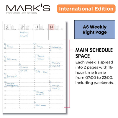 [International Edition] Mark's 2025 A6 Weekly Vertical Planner Diary - Colour