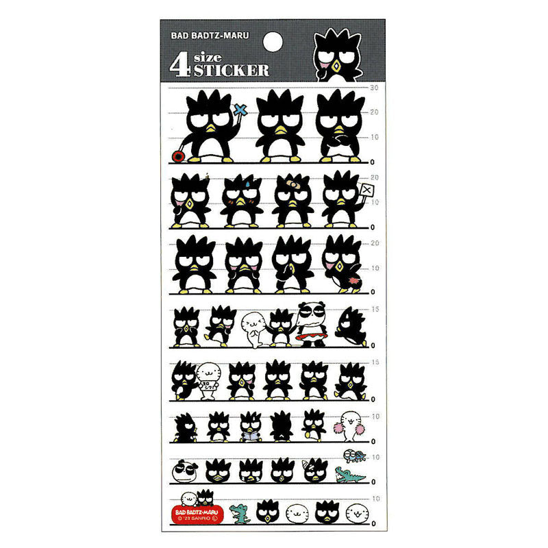 Sanrio x Kamio Japan 4 Size Sticker Sheet - Bad Badtz-Maru