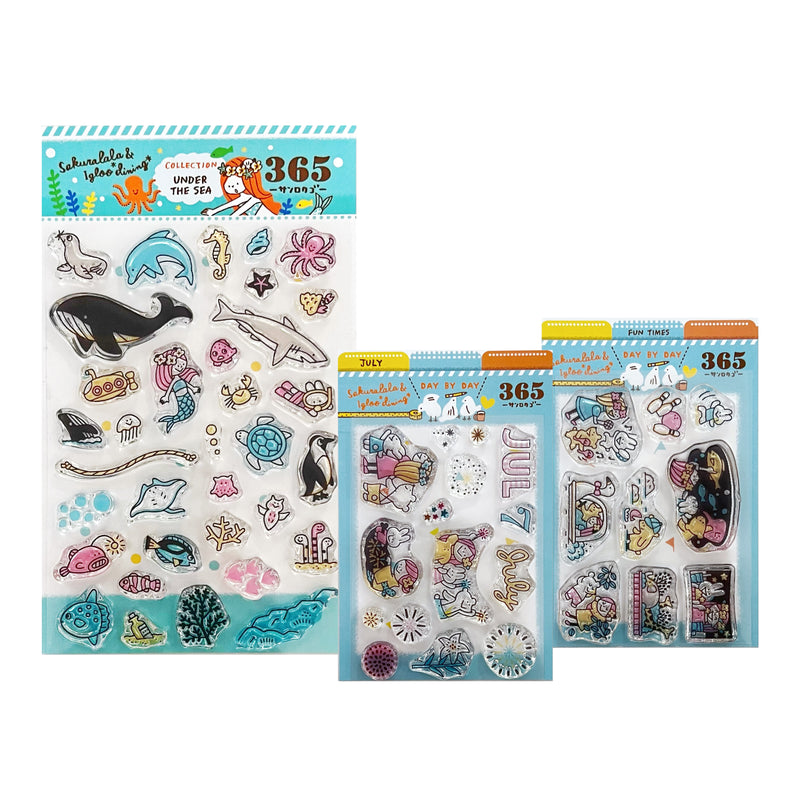 [LIMITED EDITION} Sakuralala x Igloo*Dining* 365™ Clear Stamps - July Set with Washi Sheets