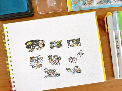 [LIMITED EDITION} Sakuralala x Igloo*Dining* 365™ Clear Stamps - July Set with Washi Sheets