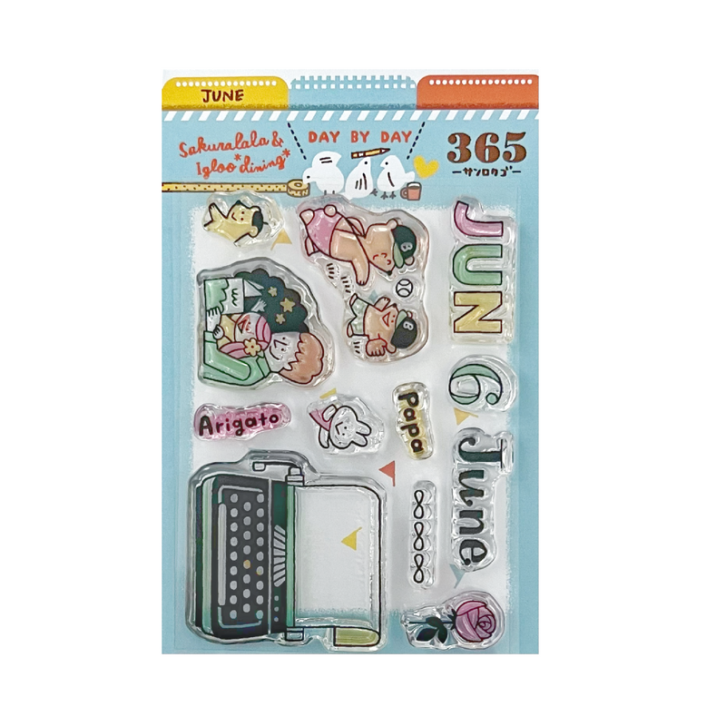 [LIMITED EDITION} Sakuralala x Igloo*Dining* 365™ Clear Stamps - June Set with Washi Sheets