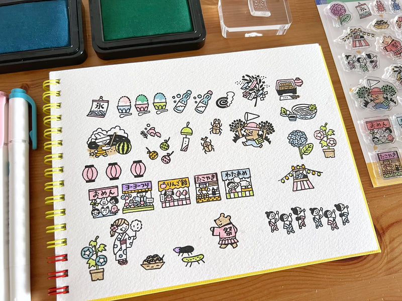 [LIMITED EDITION} Sakuralala x Igloo*Dining* 365™ Clear Stamps - June Set with Washi Sheets