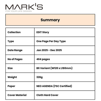 Mark's 2025 EDiT B6 One Day One Page Planner - Story