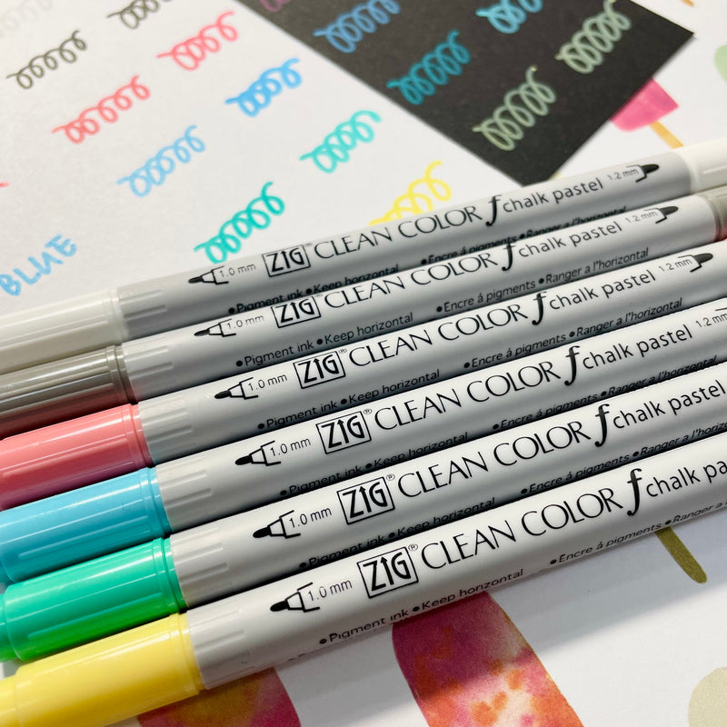 Kuretake ZIG Clean Colour F Twin Tip Markers - Chalk Pastel