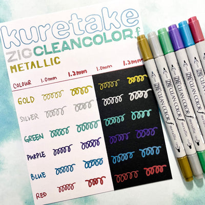 Kuretake ZIG Clean Colour F Twin Tip Markers - Metallic