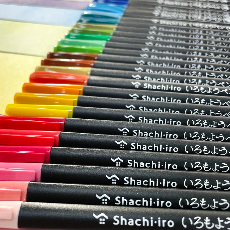 Shachihata Iromoyo Water-Based Colour Brush Pens - Grey & Black Series