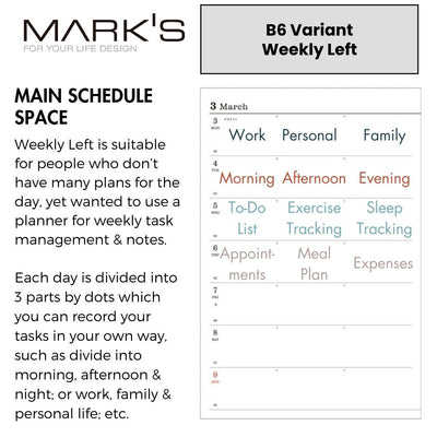 Mark's 2025 B6 Weekly Left Planner - Storage it