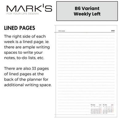 Mark's 2025 B6 Weekly Left Planner - Storage it