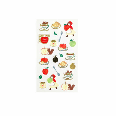 Furukawa Paper Works Little Girl Shopkeepers Collection Sticker Sheet with Gold Foil - Apple Shop