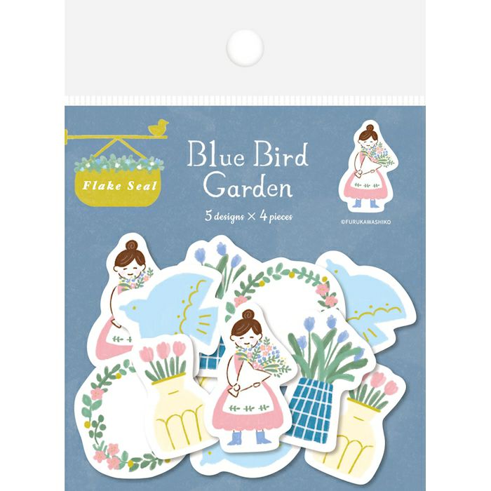 Furukawa Paper Works Little Girl Shopkeepers Collection Flake Seal - Blue Bird Garden