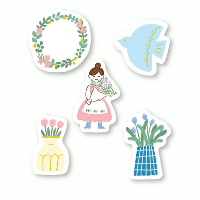 Furukawa Paper Works Little Girl Shopkeepers Collection Flake Seal - Blue Bird Garden