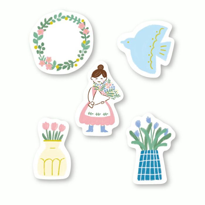 Furukawa Paper Works Little Girl Shopkeepers Collection Flake Seal - Blue Bird Garden