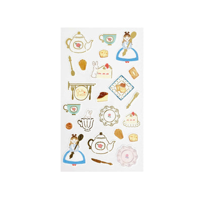 Furukawa Paper Works Little Girl Shopkeepers Collection Sticker Sheet with Gold Foil - Cake House