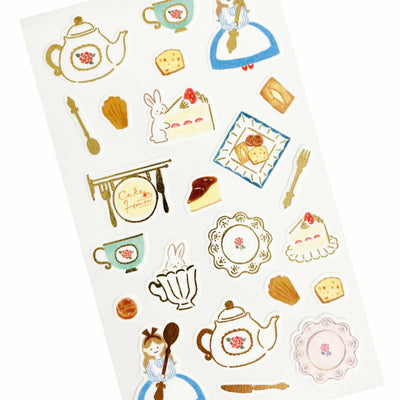 Furukawa Paper Works Little Girl Shopkeepers Collection Sticker Sheet with Gold Foil - Cake House