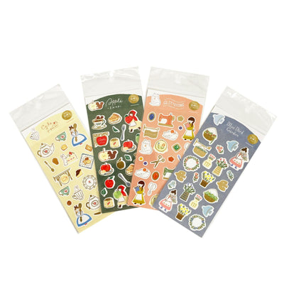 Furukawa Paper Works Little Girl Shopkeepers Collection Sticker Sheet with Gold Foil - Blue Bird Garden