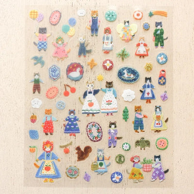 Cozyca Products x Aiko Fukawa Clear Sticker - Cats and Buttons