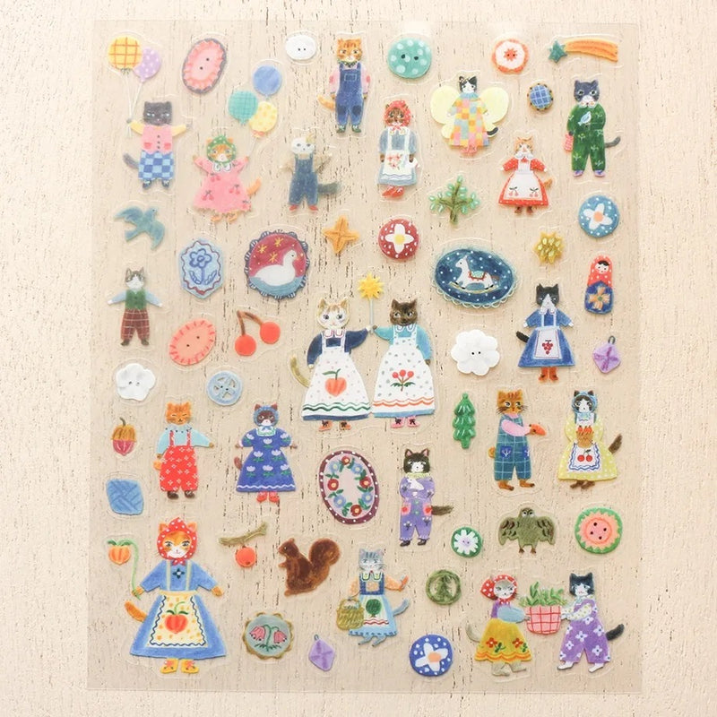 Cozyca Products x Aiko Fukawa Clear Sticker - Cats and Buttons