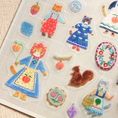 Cozyca Products x Aiko Fukawa Clear Sticker - Cats and Buttons