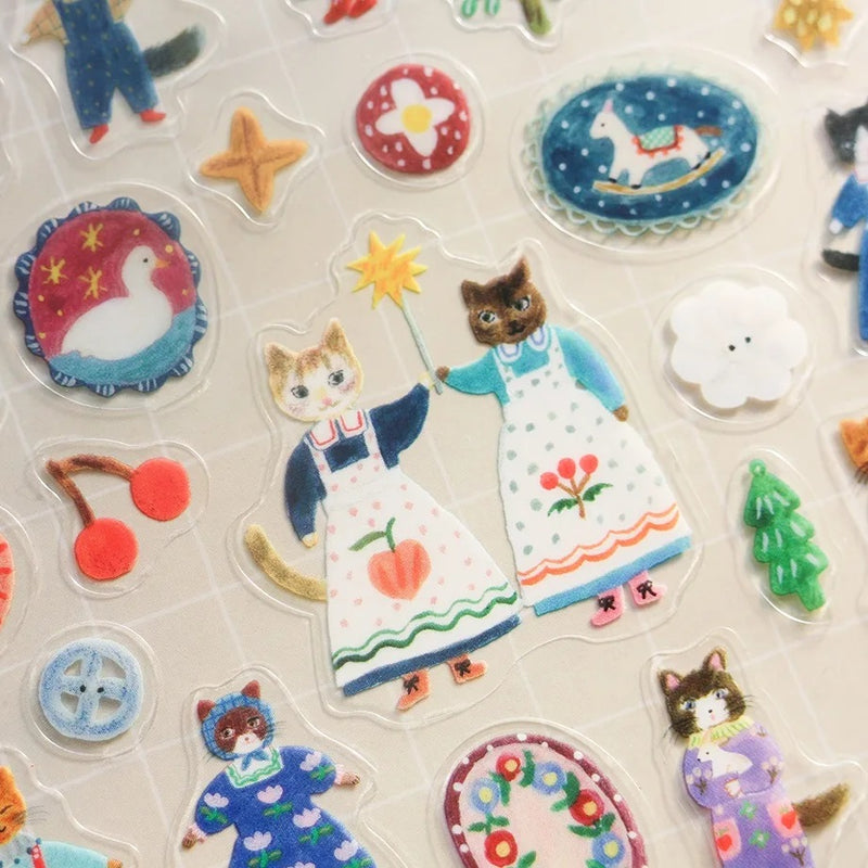 Cozyca Products x Aiko Fukawa Clear Sticker - Cats and Buttons