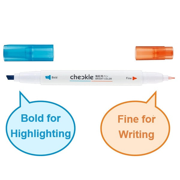 Kokuyo Checkle 2-in-1 Memorisation Pen Bright Colour Set for Study (Blue & Orange)