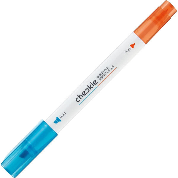 Kokuyo Checkle 2-in-1 Memorisation Pen Bright Colour Set for Study (Blue & Orange)