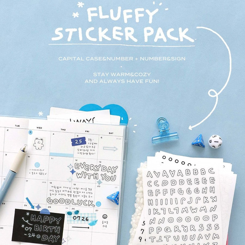 Iconic Fluffy Alphabet & Number Sticker Pack