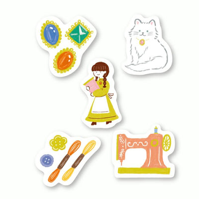 Furukawa Paper Works Little Girl Shopkeepers Collection Flake Seal - Glittering Handicraft Shop