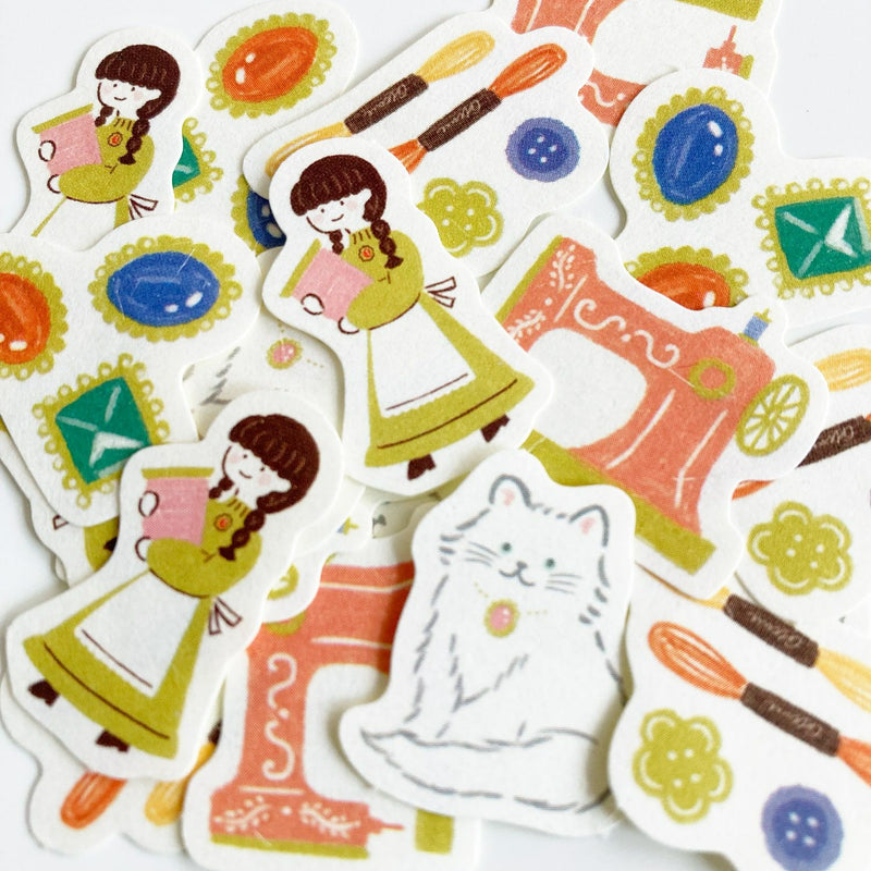 Furukawa Paper Works Little Girl Shopkeepers Collection Flake Seal - Glittering Handicraft Shop