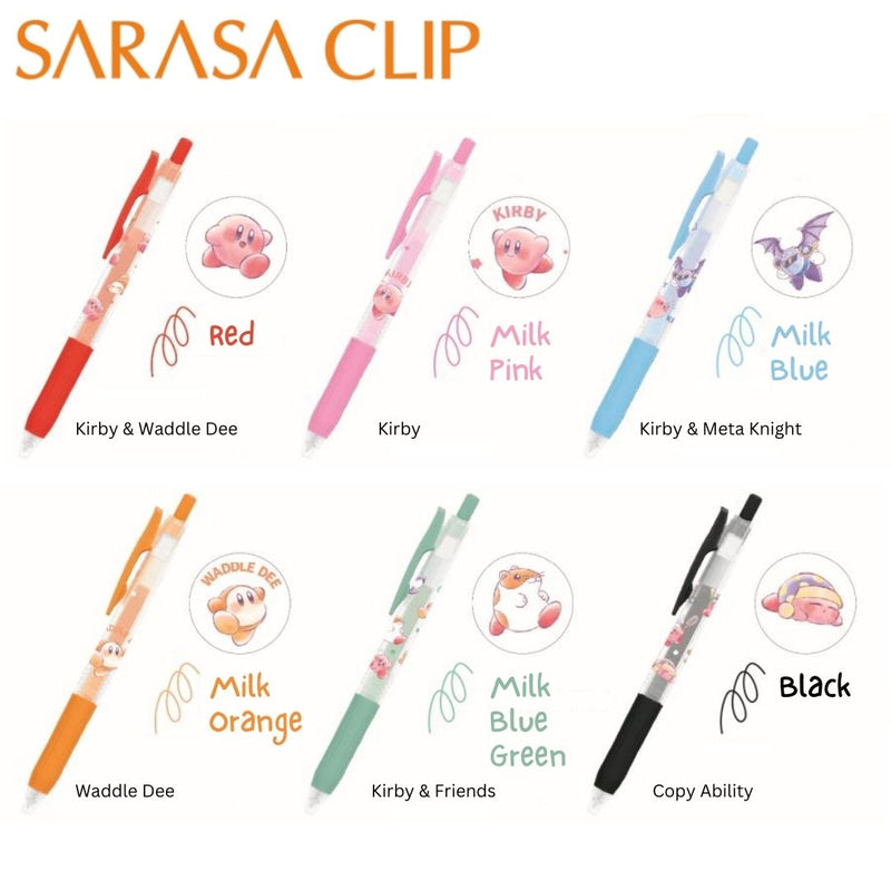 Kirby x Zebra SARASA CLIP 6-Colour 0.5mm Ballpoint Pen Set