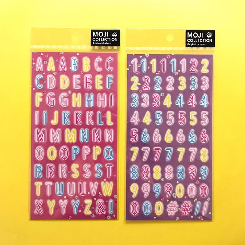 Mind Wave Moji Collection Alphabet & Number Sticker - Neon