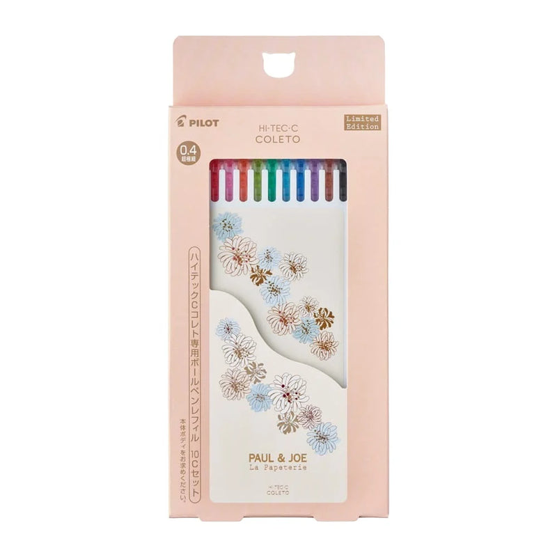 Paul & Joe La Papeterie x Pilot Hi-Tec C Coleto 4 Colour Ballpoiint Pen Barrel with 10 Colours Refill Set - Chrysantheme Ivory