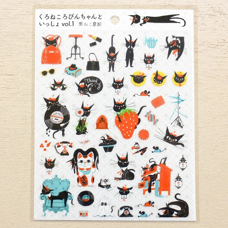 Cozyca Products x Kuroneco Design Clear Sticker - Black Cat Robin and Company vol.1