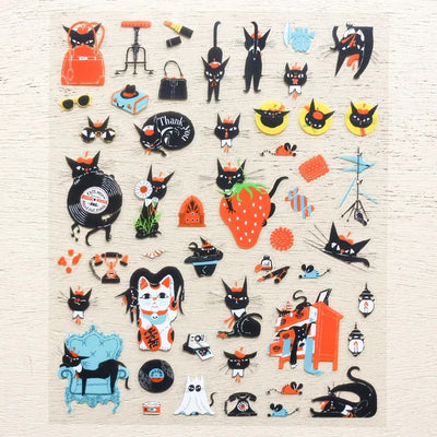 Cozyca Products x Kuroneco Design Clear Sticker - Black Cat Robin and Company vol.1