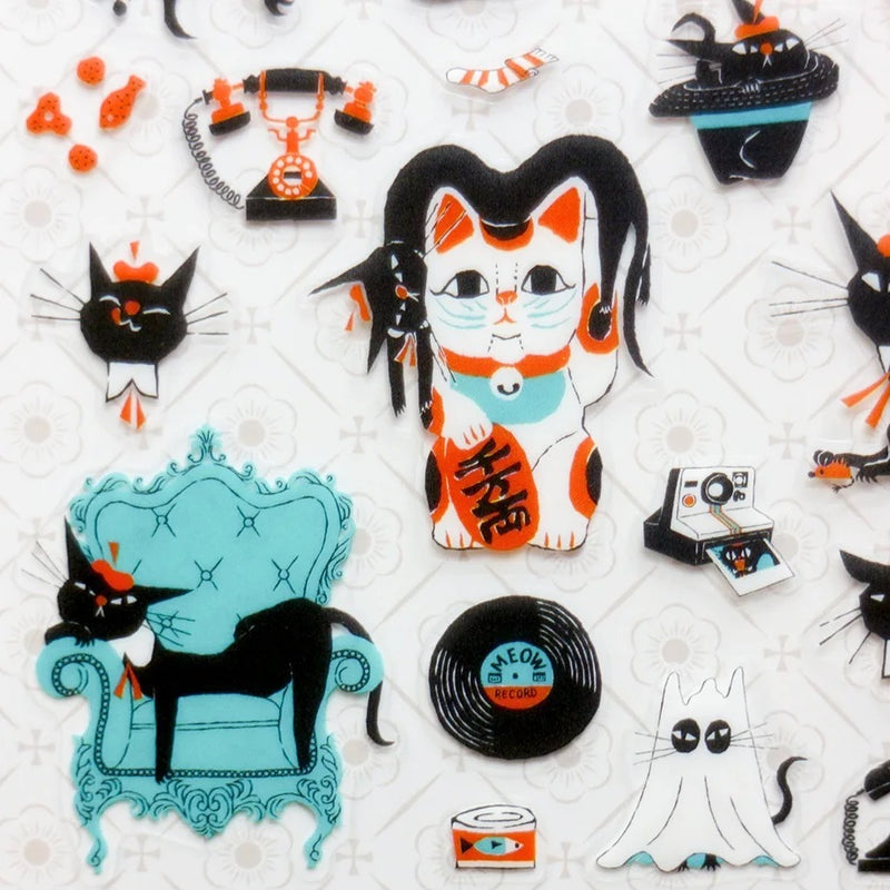 Cozyca Products x Kuroneco Design Clear Sticker - Black Cat Robin and Company vol.1