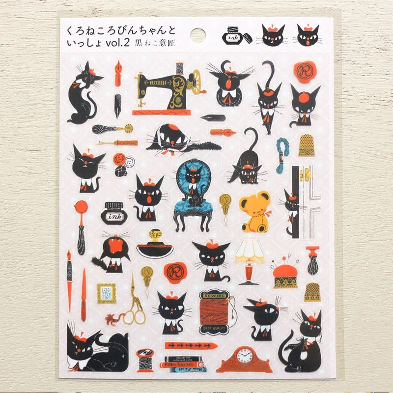 Cozyca Products x Kuroneco Design Clear Sticker - Black Cat Robin and Company vol.2