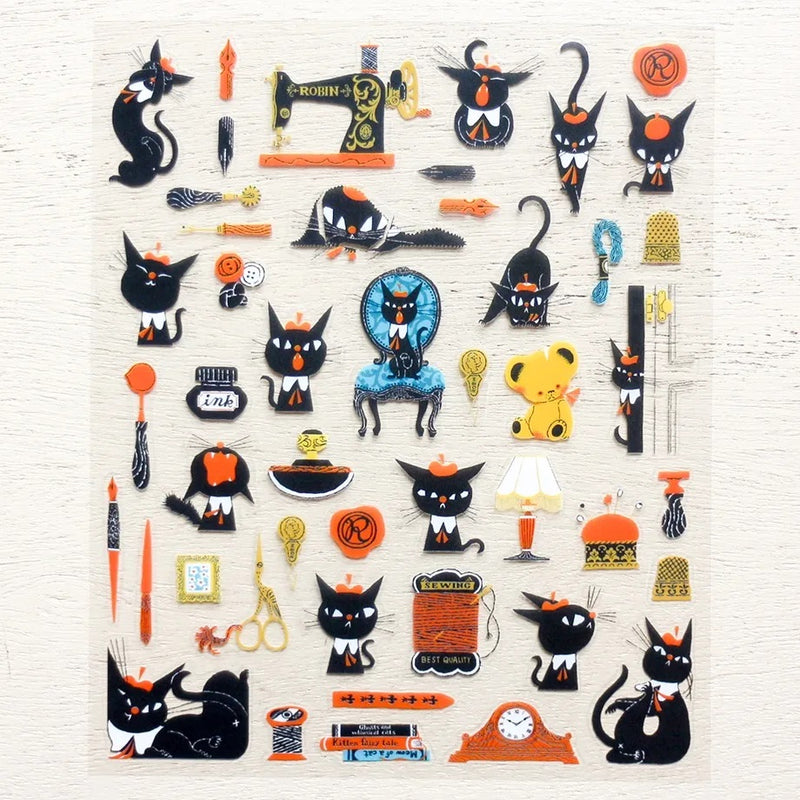 Cozyca Products x Kuroneco Design Clear Sticker - Black Cat Robin and Company vol.2