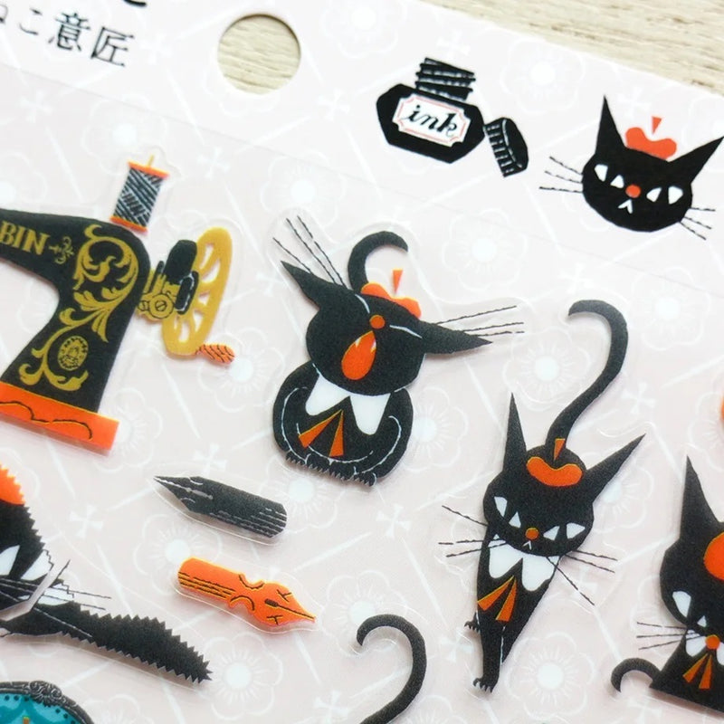 Cozyca Products x Kuroneco Design Clear Sticker - Black Cat Robin and Company vol.2