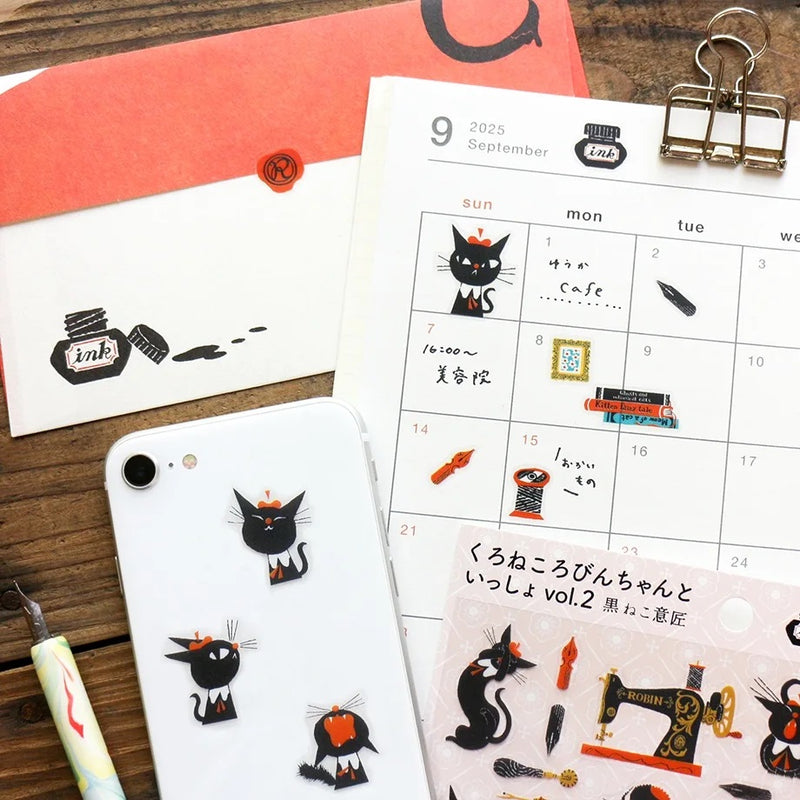 Cozyca Products x Kuroneco Design Clear Sticker - Black Cat Robin and Company vol.2