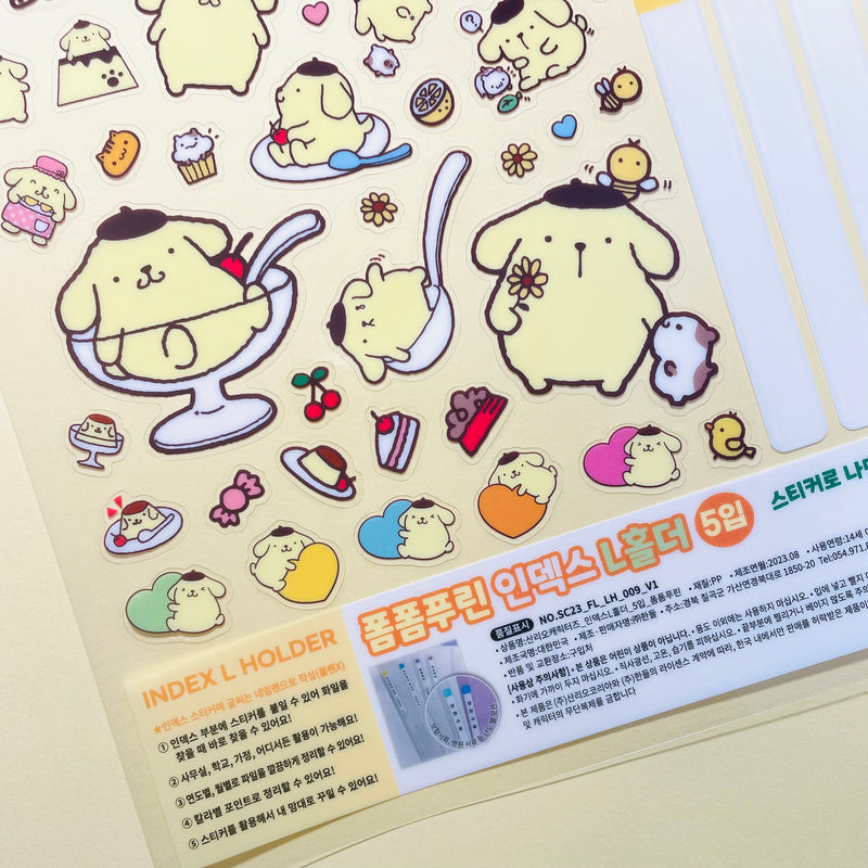 Sanrio Index L Holder 5 Pieces with Stickers - Pompompurin