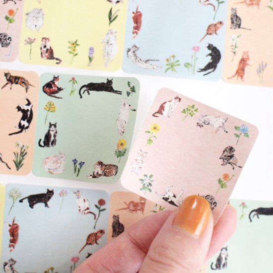 Paper Message Roll Sticky Notes - Cat & Flowers