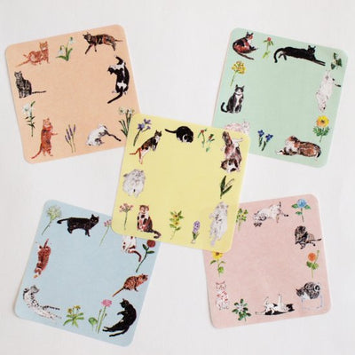 Paper Message Roll Sticky Notes - Cat & Flowers