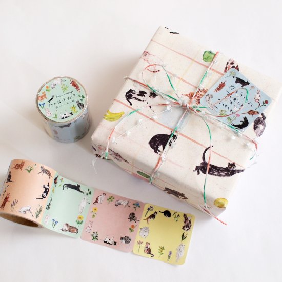 Paper Message Roll Sticky Notes - Cat & Flowers