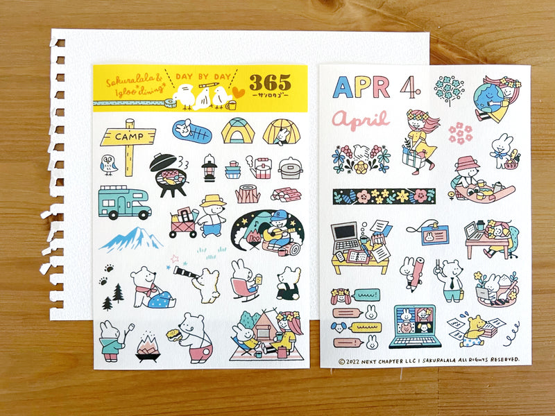 [LIMITED EDITION} Sakuralala x Igloo*Dining* 365™ Clear Stamps - April Set with Washi Sheets